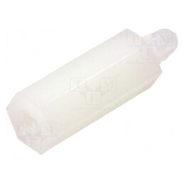 Distanțier PCB poliamidă 14mm naturală, cheie 5,5mm | Electronic-mag.ro | Componente Electronice