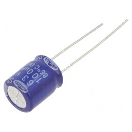 Condensator electrolitic THT 100uF 63VDC Ø10x12,5mm ±20% | Electronic-mag.ro | Componente Electronice
