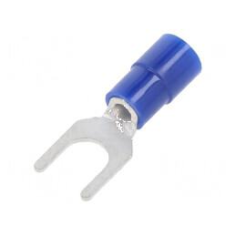 Vârf furcă M5 Ø 5,3mm, crimpat pe cablu izolată 1,04÷2,63mm2 | Electronic-mag.ro | Componente Electronice