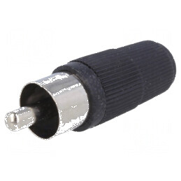 Conector RCA mufă tată drept neagră pentru lipire pe cablu | Electronic-mag.ro | Componente Electronice