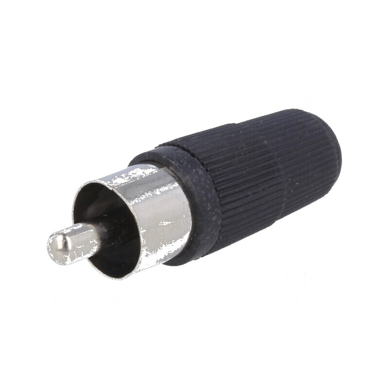 Conector RCA mufă tată drept neagră pentru lipire pe cablu | Electronic-mag.ro | Componente Electronice