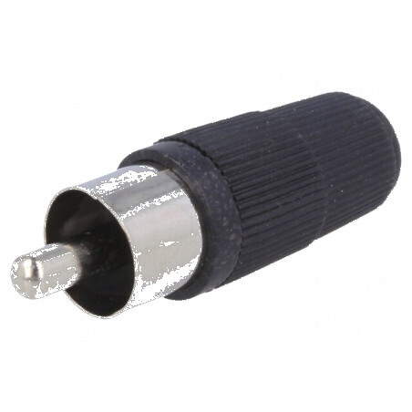 Conector RCA mufă tată drept neagră pentru lipire pe cablu | Electronic-mag.ro | Componente Electronice