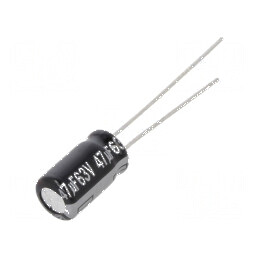 Condensator electrolitic THT 47uF 63V 6,3x11,2mm ±20% | Electronic-mag.ro | Componente Electronice