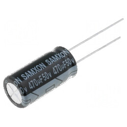 Condensator electrolitic THT 470uF 50V Ø10x20mm Raster 5mm | Electronic-mag.ro | Componente Electronice