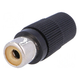 Conector RCA mamă drept lipire neagră pe cablu | Electronic-mag.ro | Componente Electronice