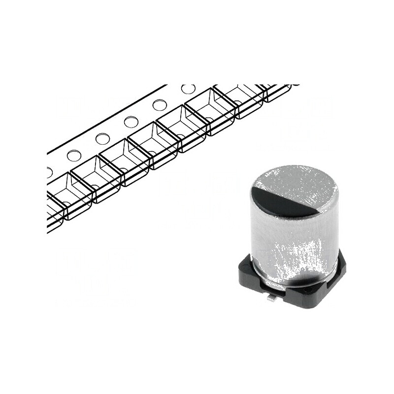 Condensator electrolitic SMD 100uF 6,3VDC low ESR Ø5x5,8mm | Electronic-mag.ro | Componente Electronice