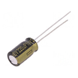 Condensator electrolitic low ESR 220uF 10VDC THT Ø6,3x11,2mm | Electronic-mag.ro | Componente Electronice
