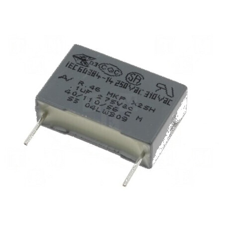 Condensator polipropilenă X2 R46 100nF 18x5x11mm THT ±20% | Electronic-mag.ro | Componente Electronice