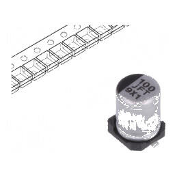 Condensator electrolitic SMD 100uF 6,3VDC Ø4x5,8mm low ESR | Electronic-mag.ro | Componente Electronice