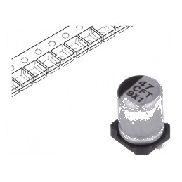 Condensator electrolitic SMD 47uF 16VDC low ESR Ø4x5,8mm | Electronic-mag.ro | Componente Electronice