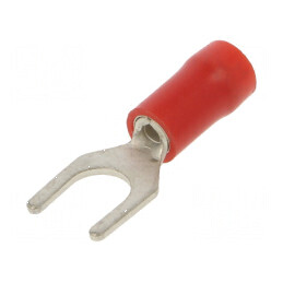 Vârf furcă M5 Ø 5,3mm pentru cablu izolată 0,25-1,5mm2 crimpat | Electronic-mag.ro | Componente Electronice