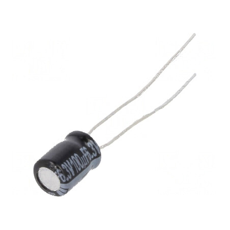 Condensator electrolitic THT 100uF 6,3V 5x7mm ±20% 1000h | Electronic-mag.ro | Componente Electronice
