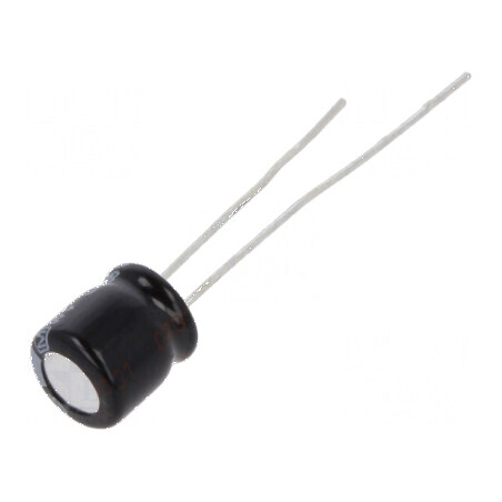 Condensator electrolitic THT 47uF 25VDC Ø6,3x7mm ±20% 1000h | Electronic-mag.ro | Componente Electronice