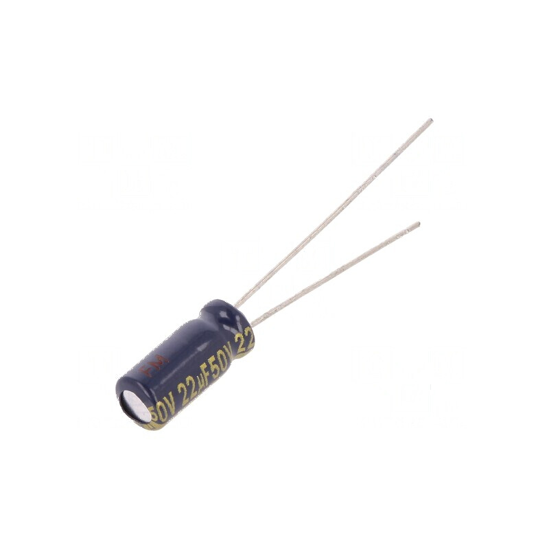 Condensator electrolitic low ESR THT 22uF 50V Ø5x11mm ±20% | Electronic-mag.ro | Componente Electronice Condensator electrolitic low ESR THT 22uF 50V Ø5x11mm ±20% | Electronic-mag.ro | Componente Electronice