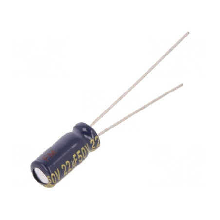 Condensator electrolitic low ESR THT 22uF 50V Ø5x11mm ±20% | Electronic-mag.ro | Componente Electronice