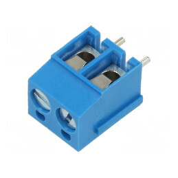 Regletă de conexiuni PCB 90° 5mm, 2 piste, 2 borne | Electronic-mag.ro | Componente Electronice