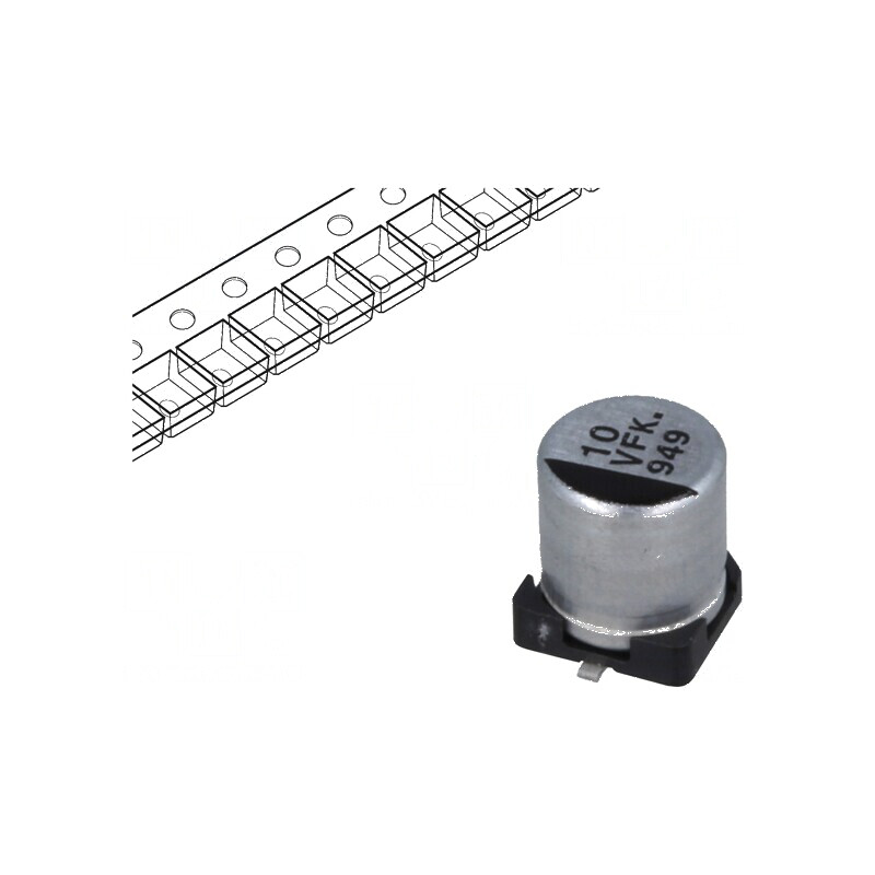 Condensator electrolitic SMD 10uF 35VDC low ESR Ø5x5,8mm | Electronic-mag.ro | Componente Electronice Condensator electrolitic SMD 10uF 35VDC low ESR Ø5x5,8mm | Electronic-mag.ro | Componente Electronice