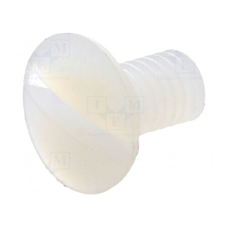 Şurub M4x8 cap îngropat crestat poliamidă naturală 1,3mm | Electronic-mag.ro | Componente Electronice