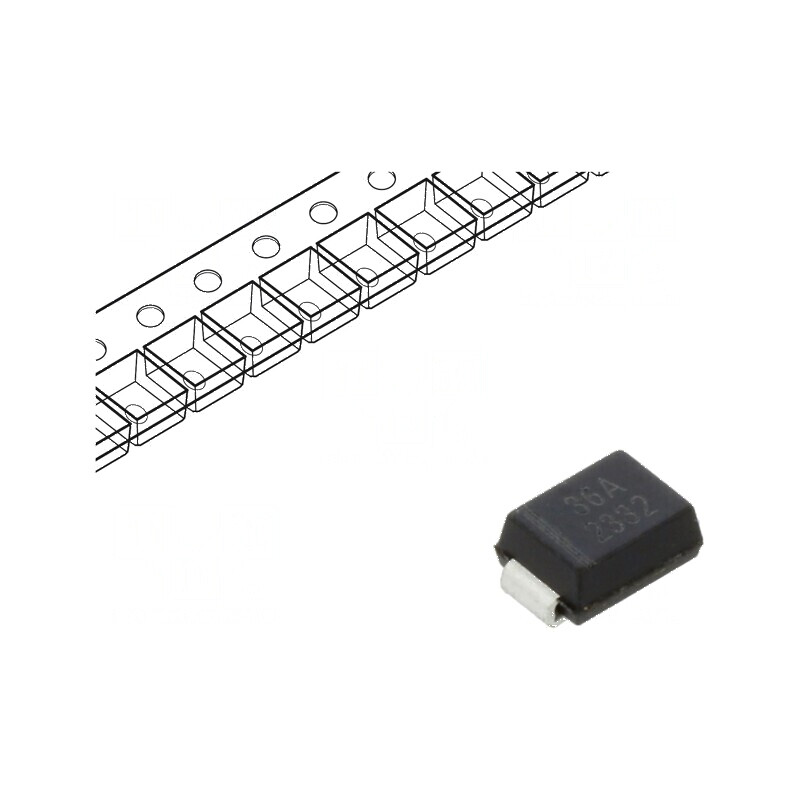 Diodă TVS 0,6kW 36V 12,2A Unidirecțională SMB Rolle Banda | Electronic-mag.ro | Componente Electronice