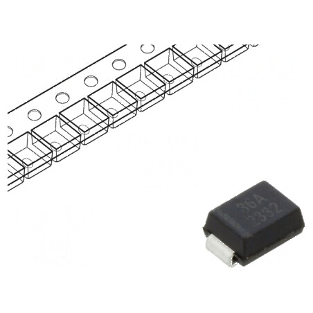 Diodă TVS 0,6kW 36V 12,2A Unidirecțională SMB Rolle Banda | Electronic-mag.ro | Componente Electronice