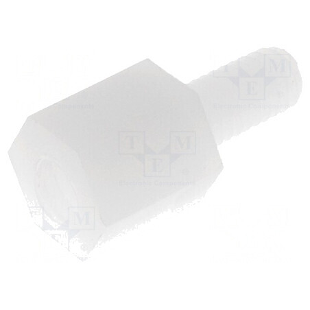 Piuliță distanțieră hexagonală filetată poliamidă M3 6mm | Electronic-mag.ro | Componente Electronice