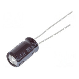 Condensator electrolitic low ESR THT 180uF 6,3VDC 6,3x11mm | Electronic-mag.ro | Componente Electronice
