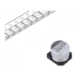 Condensator electrolitic SMD 100uF 25VDC Ø8x6,5mm low ESR | Electronic-mag.ro | Componente Electronice