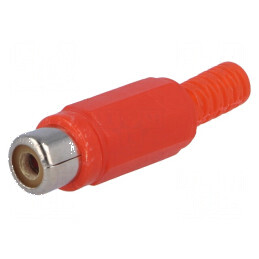 Conector RCA mamă roșu cu manșon drept pentru lipire | Electronic-mag.ro | Componente Electronice