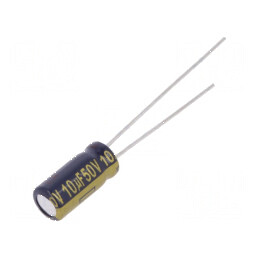 Condensator electrolitic low ESR THT 10uF 50VDC Ø5x11mm ±20% | Electronic-mag.ro | Componente Electronice