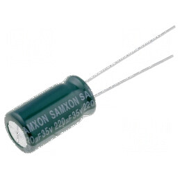 Condensator electrolitic low ESR 220uF 35V THT Ø8x16mm | Electronic-mag.ro | Componente Electronice