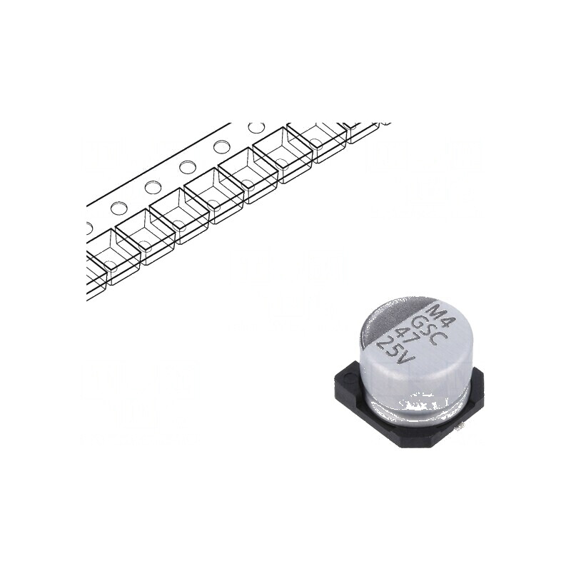 Condensator electrolitic SMD 47uF 25VDC ±20% -55÷105°C 2000h | Electronic-mag.ro | Componente Electronice Condensator electrolitic SMD 47uF 25VDC ±20% -55÷105°C 2000h | Electronic-mag.ro | Componente Electronice
