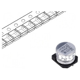 Condensator electrolitic SMD 220uF 16V 3000h Ø8x6,2mm ±20% | Electronic-mag.ro | Componente Electronice