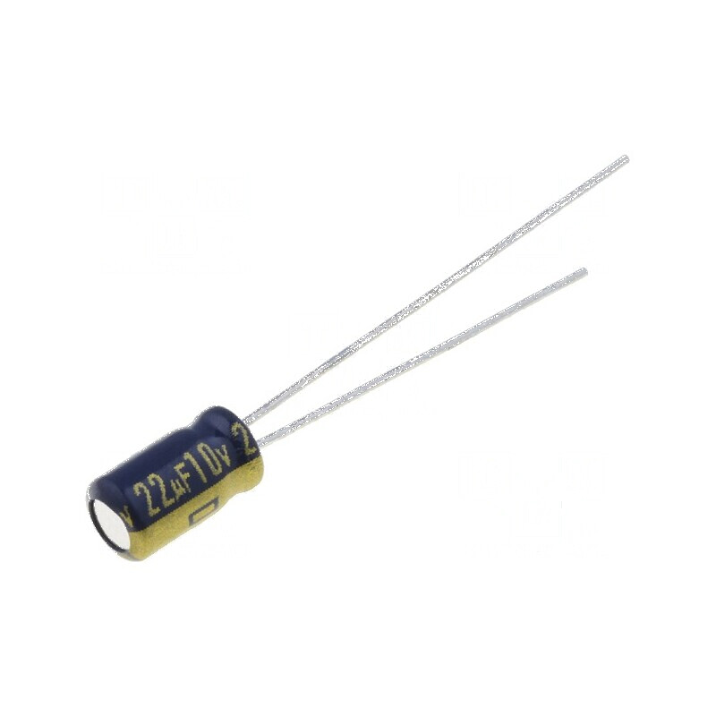 Condensator electrolitic low ESR THT 22uF 10VDC Ø4x7mm ±20% | Electronic-mag.ro | Componente Electronice Condensator electrolitic low ESR THT 22uF 10VDC Ø4x7mm ±20% | Electronic-mag.ro | Componente Electronice