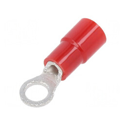 Vârf inelar M3,5 Ø3,7mm pentru cablu roșu 0,3-1,65mm2 crimpat | Electronic-mag.ro | Componente Electronice
