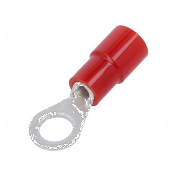 Vârf inelar M4 Ø 4,3mm pentru cablu izolată 0,3÷1,65mm2 crimpat | Electronic-mag.ro | Componente Electronice