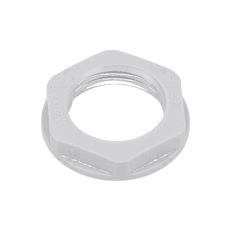 Piuliță M20 poliamidă 26mm gri deschis, filet metric 1,5 | Electronic-mag.ro | Componente Electronice
