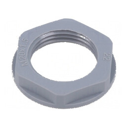 Piuliță M20 poliamidă 26mm gri - Filet metric, Pas 1,5 | Electronic-mag.ro | Componente Electronice