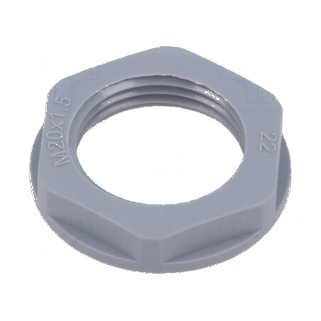 Piuliță M20 poliamidă 26mm gri - Filet metric, Pas 1,5 | Electronic-mag.ro | Componente Electronice