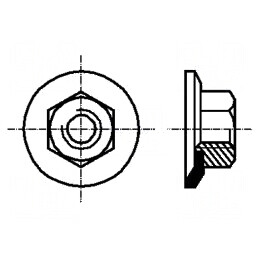 Piuliță cu flanșă hexagonală M4, oțel zincat, 7mm | Electronic-mag.ro | Componente Electronice