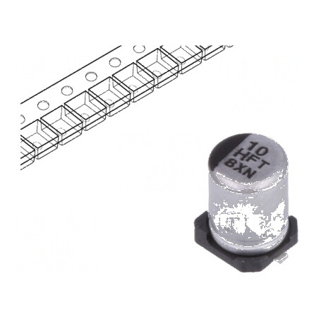 Condensator electrolitic SMD 10uF 50VDC low ESR Ø4x5,8mm | Electronic-mag.ro | Componente Electronice