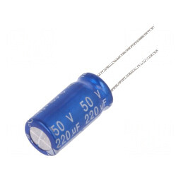 Condensator electrolitic THT 220uF 50V Ø10x20mm 5mm | Electronic-mag.ro | Componente Electronice