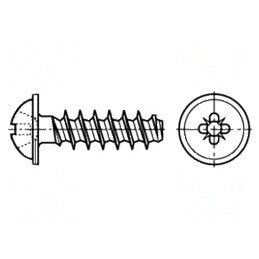 Şurub plastic 2,5x10 Cap buton Pozidriv PZ2 oţel călit | Electronic-mag.ro | Componente Electronice