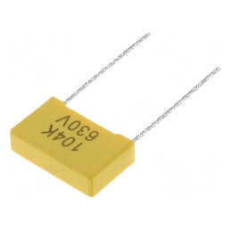 Condensator poliester 100nF 630VDC 15mm ±10% 18x5x11mm | Electronic-mag.ro | Componente Electronice