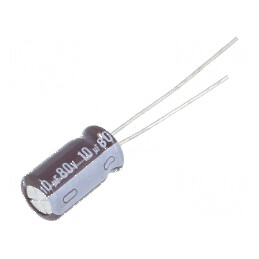 Condensator electrolitic low ESR THT 10uF 80VDC 6,3x11mm | Electronic-mag.ro | Componente Electronice