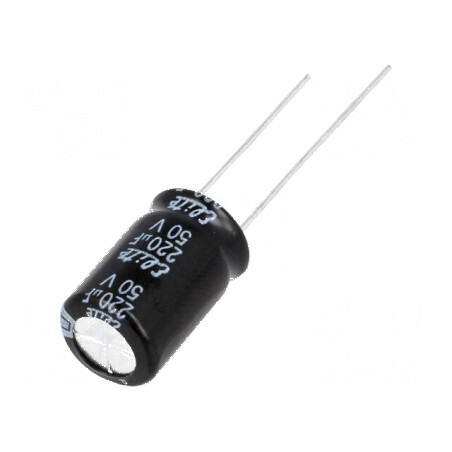 Condensator electrolitic THT 220uF 50VDC Ø10x16mm 5mm Raster | Electronic-mag.ro | Componente Electronice