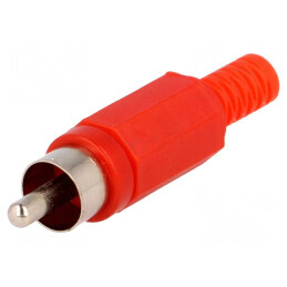 Conector RCA mufă tată roșu cu manșon drept pentru lipire | Electronic-mag.ro | Componente Electronice