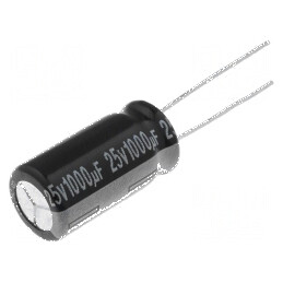 Condensator electrolitic THT 1000uF 25V Ø10x20mm ±10% | Electronic-mag.ro | Componente Electronice