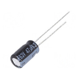 Condensator electrolitic low ESR THT 47uF 63V Ø6,3x11,2mm | Electronic-mag.ro | Componente Electronice