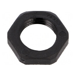 Piuliță PG9 poliamidă 5mm Cheie 22mm neagră -40÷100°C | Electronic-mag.ro | Componente Electronice