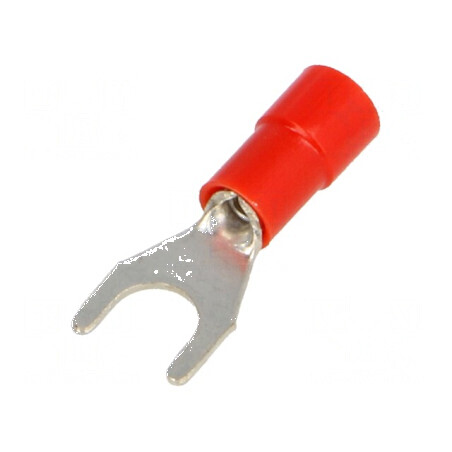 Furcă M5 Ø 5,2mm pentru cablu 0,25-1,5mm2 crimpată izolată | Electronic-mag.ro | Componente Electronice